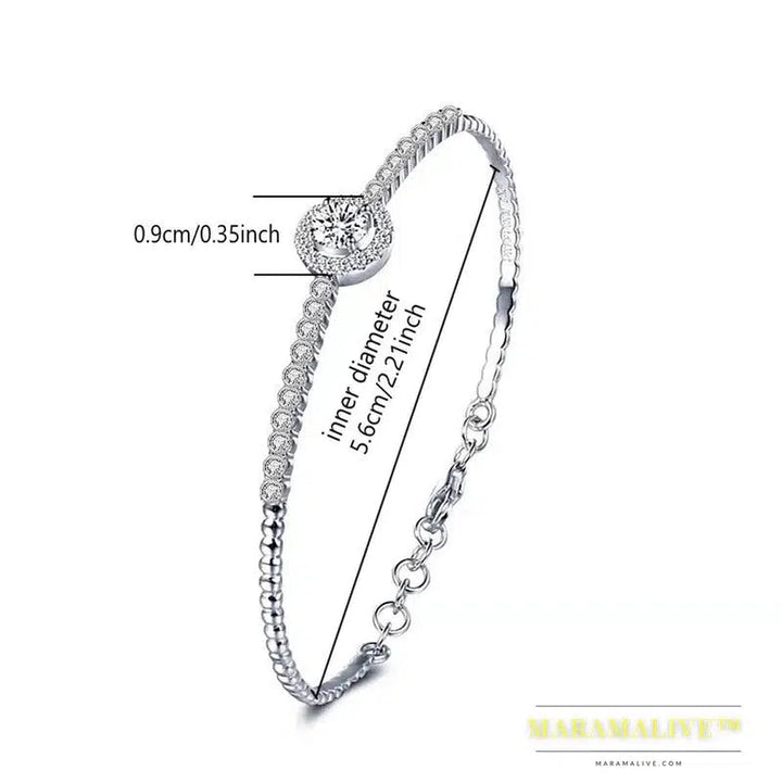 925 Sterling Silver 0.5 Carat Moissanite Round Bracelet High-End Simple Niche Design Sense Ladies Mother Souvenir