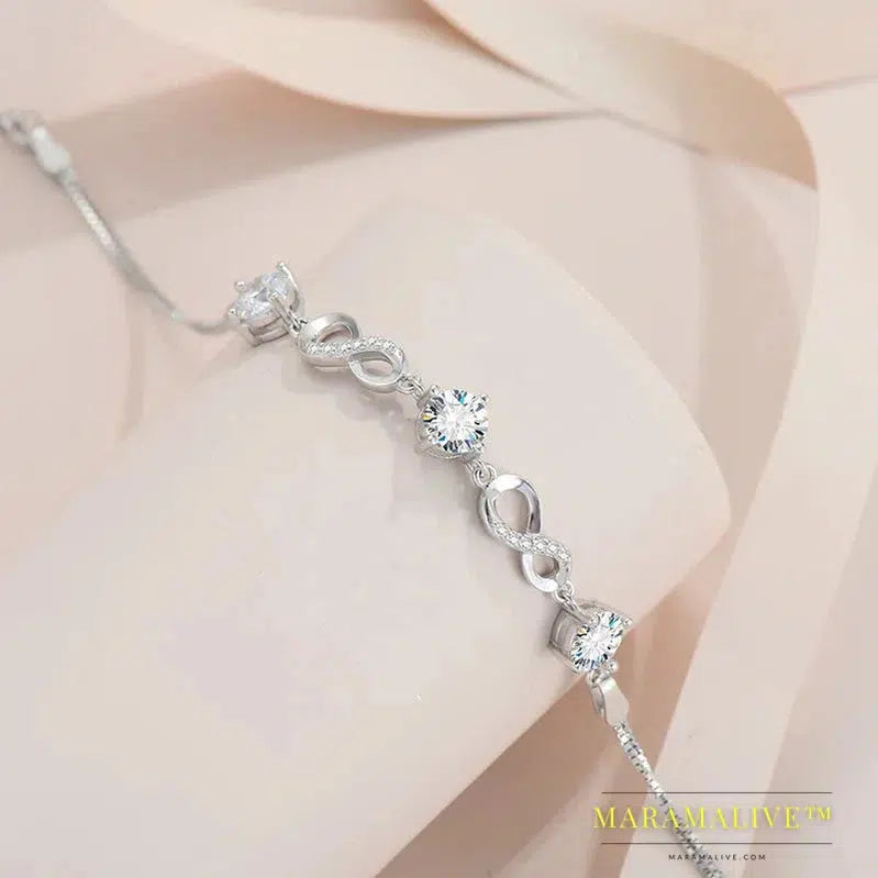 925 Sterling Silver 1.5 Carat Moissanite Eternity Bracelet Women's Fashion Temperament Elegant and Noble Gift for Girlfriend Mom