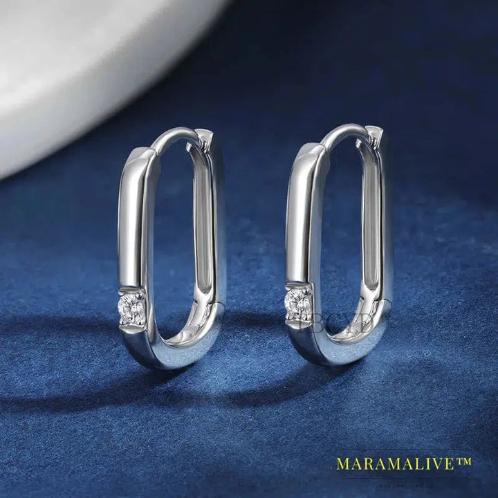 9ct Sterling Silver Moissanite Hoop Earrings | Dazzling Studs