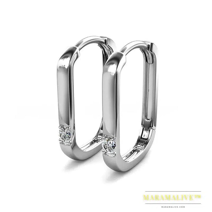 9ct Sterling Silver Moissanite Hoop Earrings | Dazzling Studs