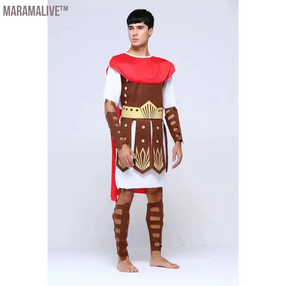 Adult Men Greek Roman Warrior Gladiator Costume Knight Julius Caesar Costumes Halloween Carnival Mardi Gras Fancy Dress Umorden