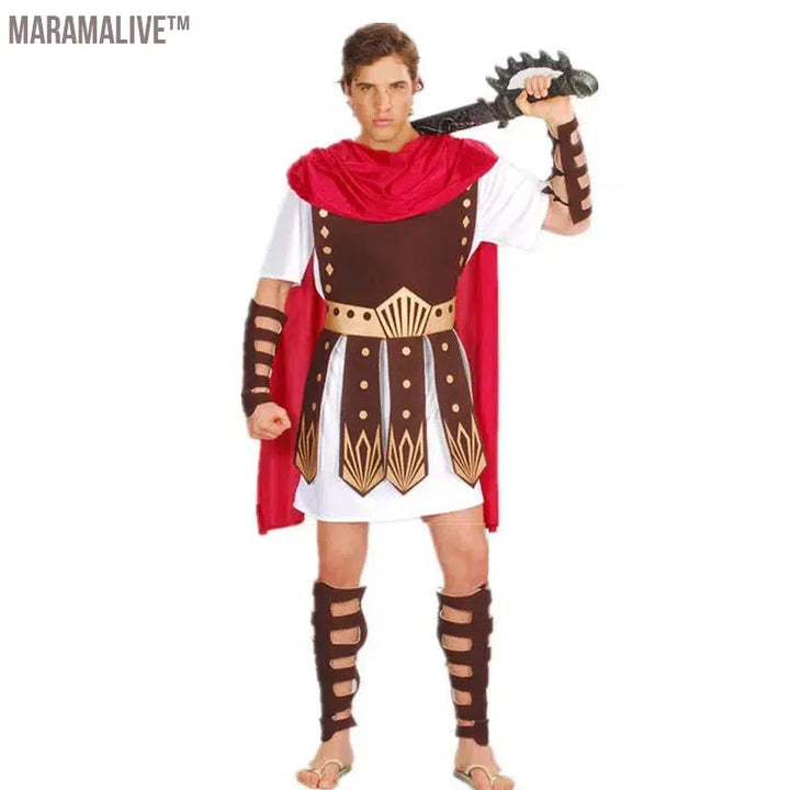 Adult Men Greek Roman Warrior Gladiator Costume Knight Julius Caesar Costumes Halloween Carnival Mardi Gras Fancy Dress Umorden