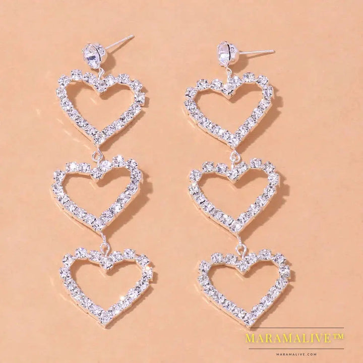 Aesthetic Letter Earrings Designer Luxury for Women 2021 Fahsion Jewelry Rhinestone Designer Piercing Heart Earrings