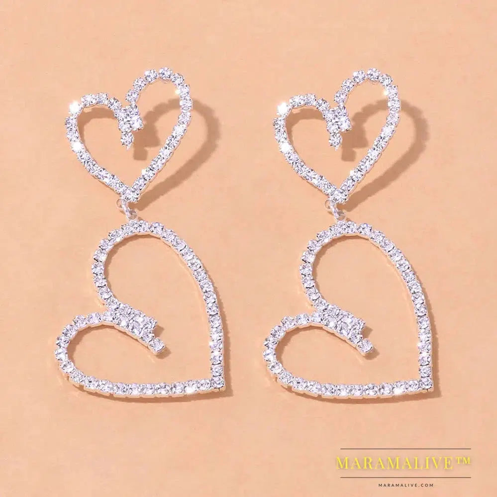 Aesthetic Letter Earrings Designer Luxury for Women 2021 Fahsion Jewelry Rhinestone Designer Piercing Heart Earrings