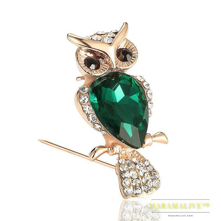 Alloy Brooch Diamond-studded Animal Owl