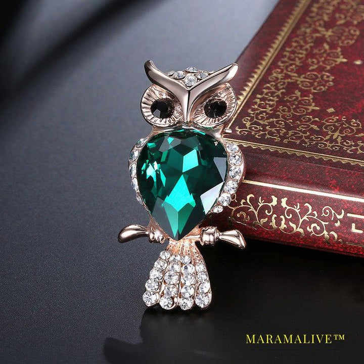 Alloy Brooch Diamond-studded Animal Owl