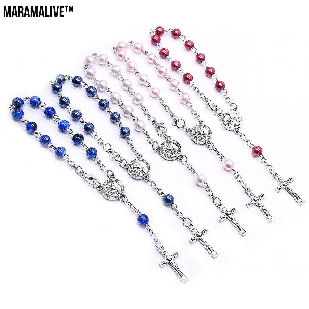 Alloy Cross Bracelet Rosary Prayer Beads