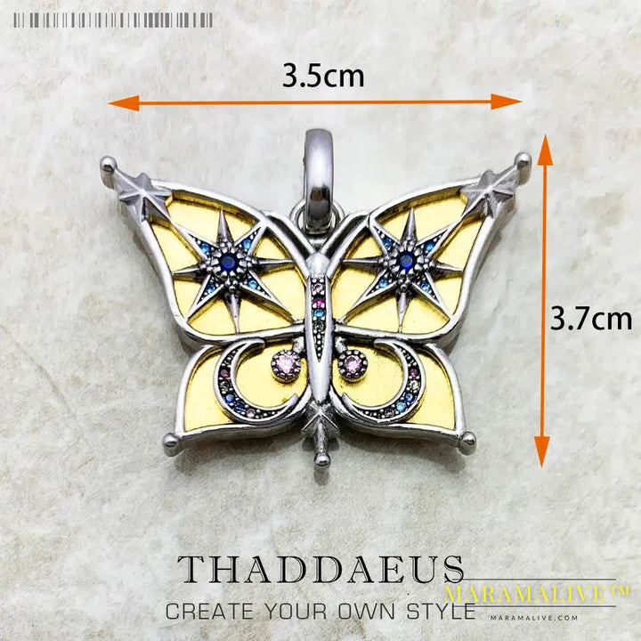 Amulet Magical Lucky Symbol Element Butterfly Nature Tree Dragonfly Cross Pendant Jewelry 925 Sterling Silver Gift For Men Women