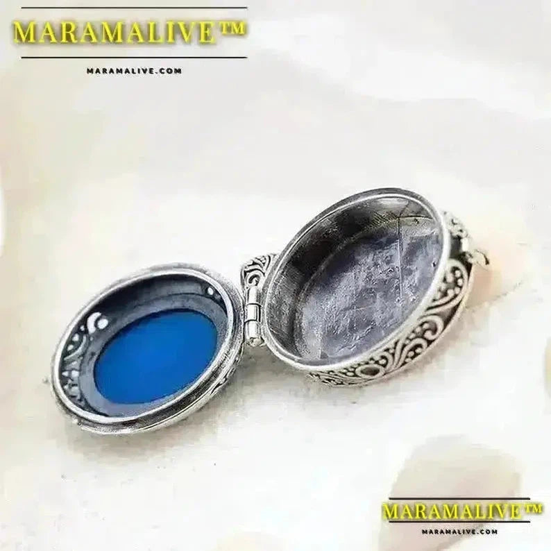 Authentic 925 Sterling Silver Pendant Lady Cameo Retro Style Silver Inlaid Blue Agate Pendant Concise Trendy Jewelry Gift