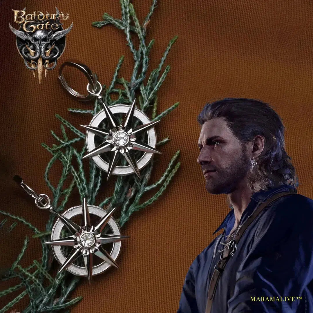 Baldur's Gate Gale Dekarios Cosplay Star Pendants - Unusual Titanium Steel Eardrop Earrings - Unique Punk Gothic Dark Jewelry Xmas Props