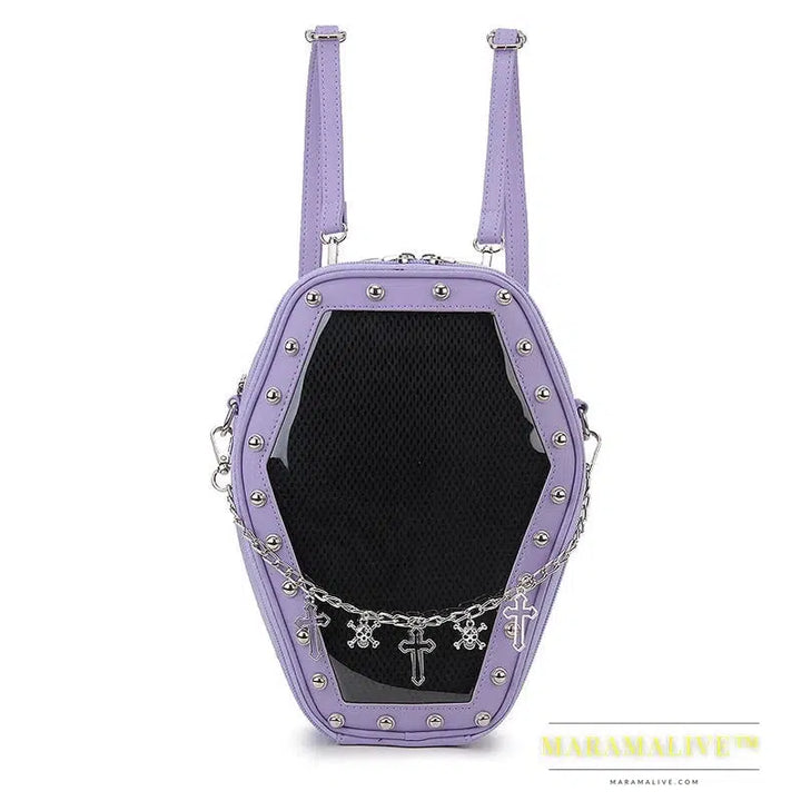 Bat Wings Ita Backpack Enamel Pin Display Shoulder Bag Goth Pin Collector Female Small Clear School Bag Punk Ita Purse Bag