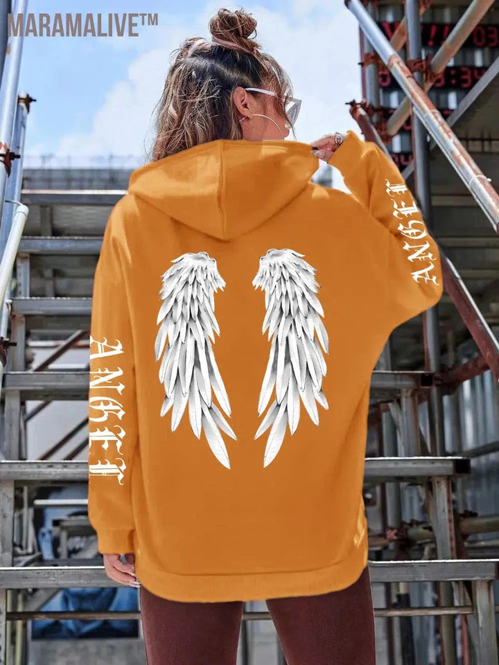 Beautiful Angel Wings Printed Hoodies Women Warm Comfortable Casual Hoodie Fashion Classic Hoody Loose Original Basic Clothes