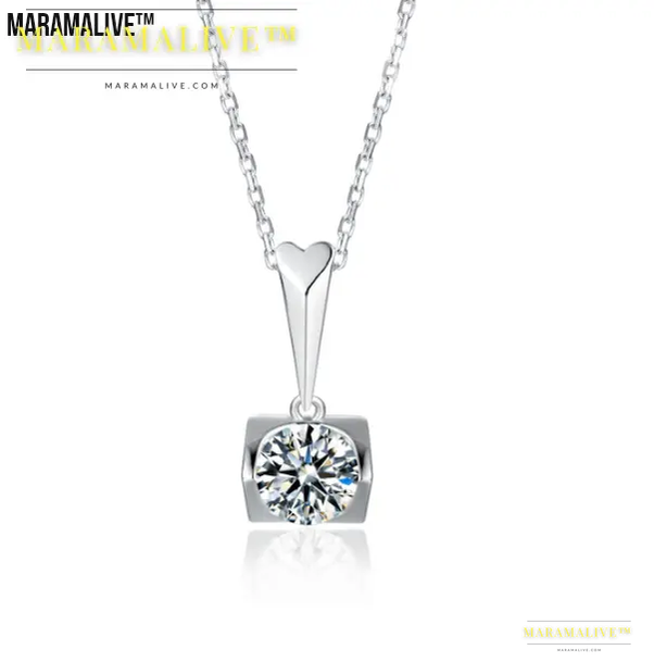 Beautiful S925 Sterling Silver Inlaid Moissanite Stud Necklace Two Piece Set -A Sparkle as Radiant as Your Love