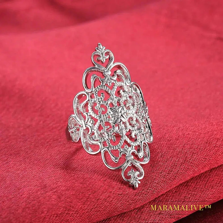 Beautiful ring pretty fashion Wedding Party silver Color NICE women retro Lady Ring jewelry Classical gift ,