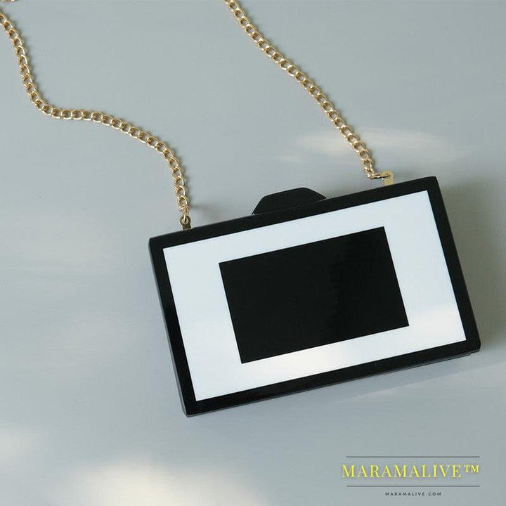 Black And White Acrylic Evening Bag - Classic Portable Handbag