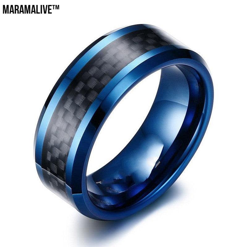 Black Carbon Fiber Tungsten Steel Ring