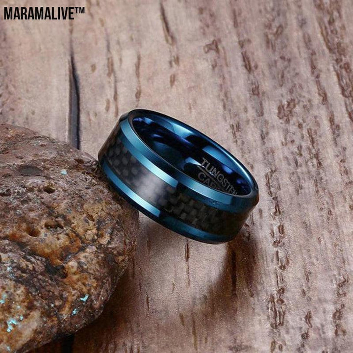 Black Carbon Fiber Tungsten Steel Ring