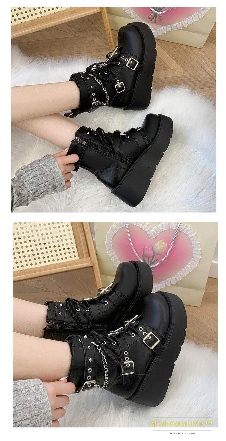 Black For Women Punk Platform Boots