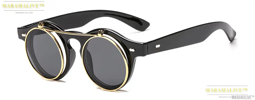 Black Retro SteamPunk Sunglasses