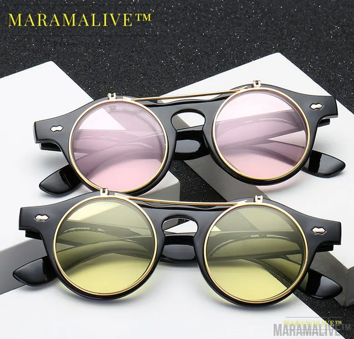 Black Retro SteamPunk Sunglasses