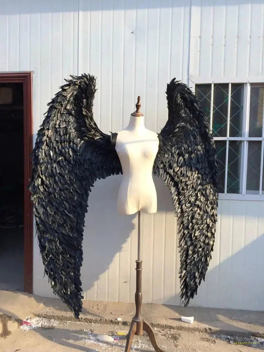 Black large adult angel wings props catwalk show props festival Angel Feather wing cosplay costume Halloween Christmas party