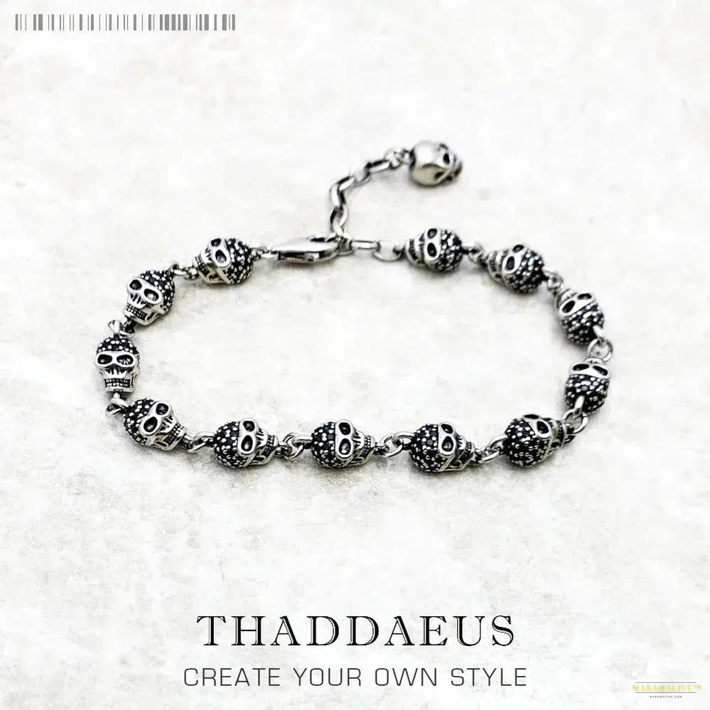 Bracelet Black Stone Skulls Punk Jewelry Link Chain Gift For Women Men