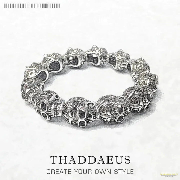 Bracelets Fleur-de-lis Lily & Skull Punk Bead Brand Silver Fashion Europe Style Jewelry Bijoux Gift For Men & Women