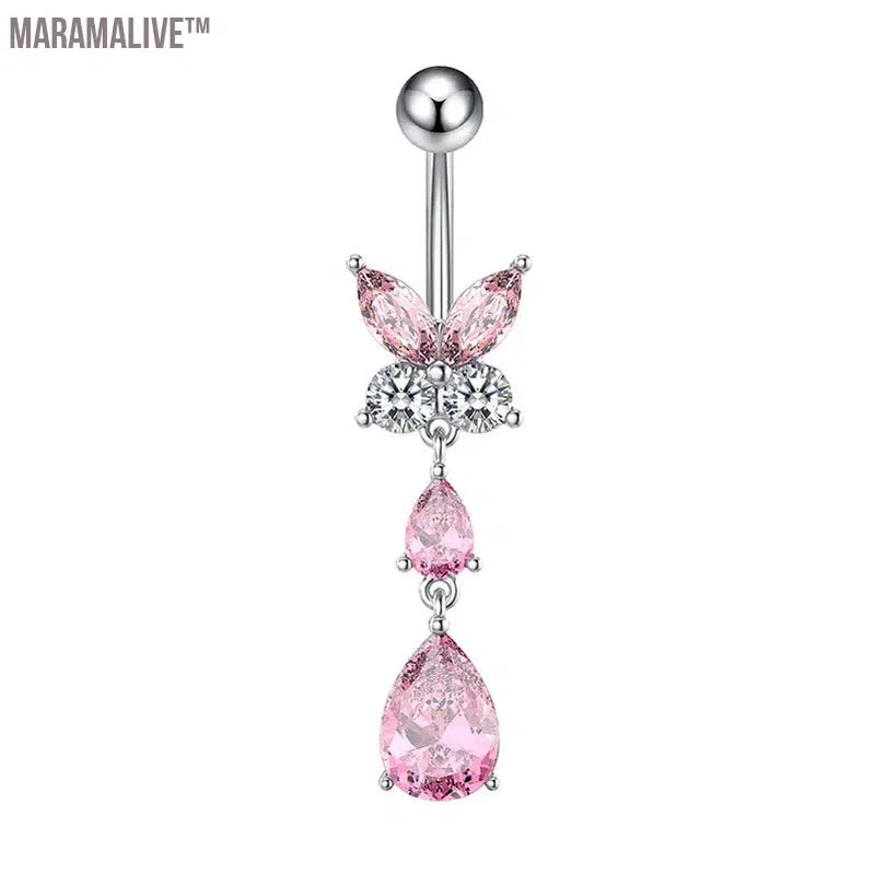 Butterfly Belly Button Rings: Zircon Navel Piercing Jewelry