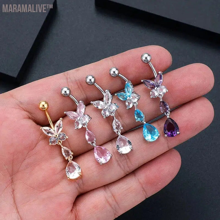 Butterfly Belly Button Rings: Zircon Navel Piercing Jewelry