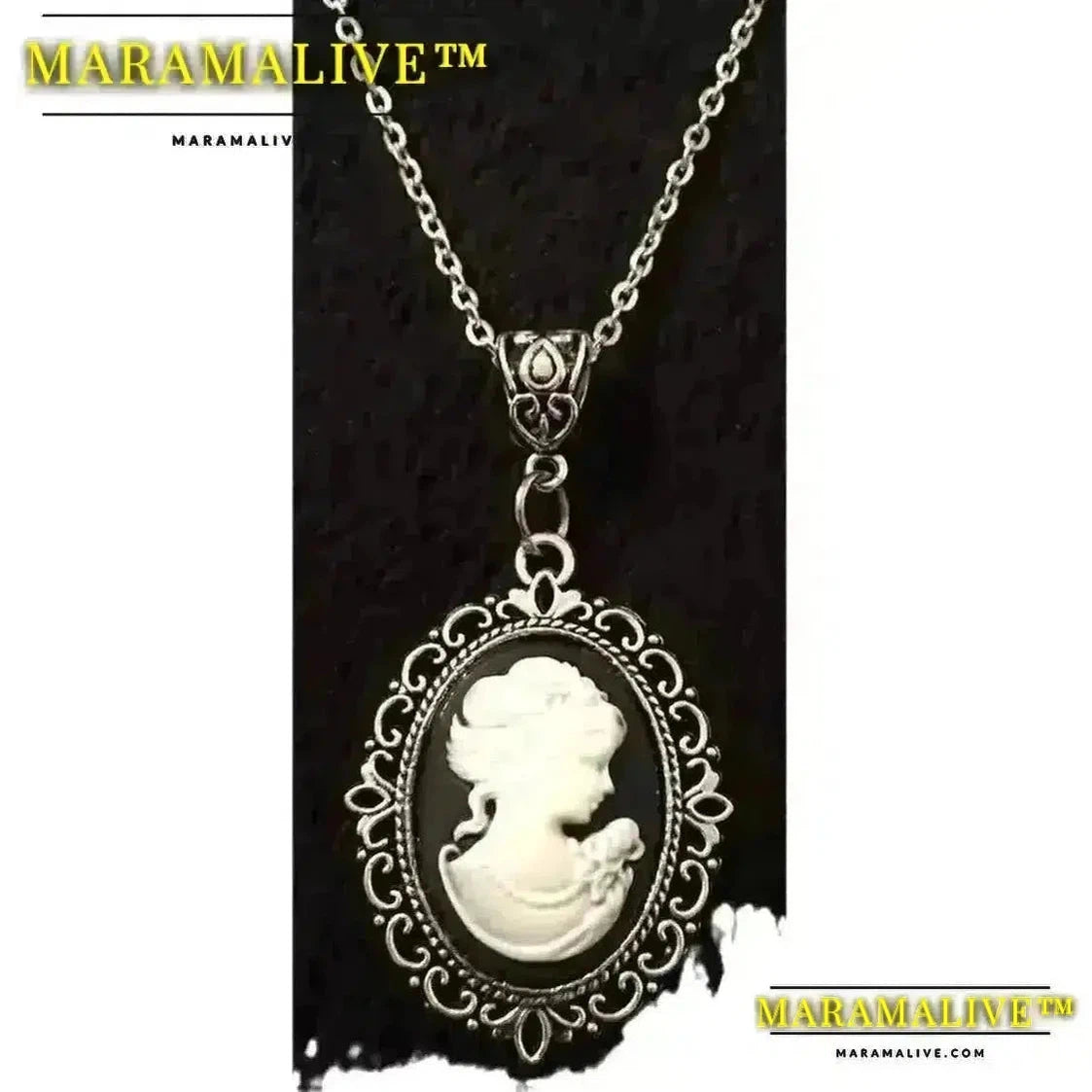 Cameo Pendant Necklace Retro Gothic Goddess Carving Woman Necklace for Friends Christmas Gifts