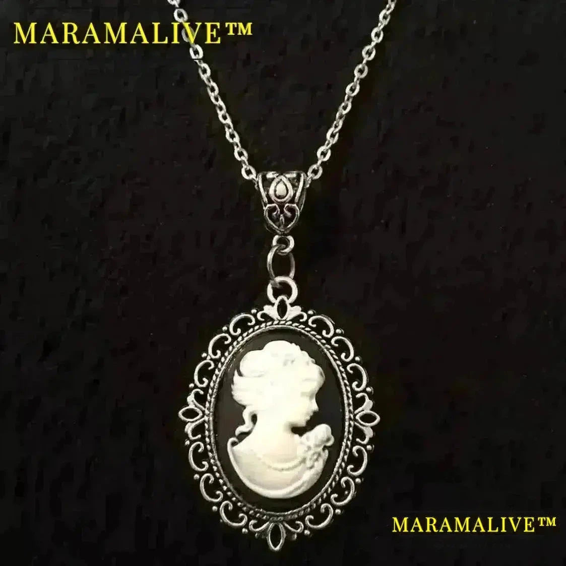 Cameo Pendant Necklace Retro Gothic Goddess Carving Woman Necklace for Friends Christmas Gifts