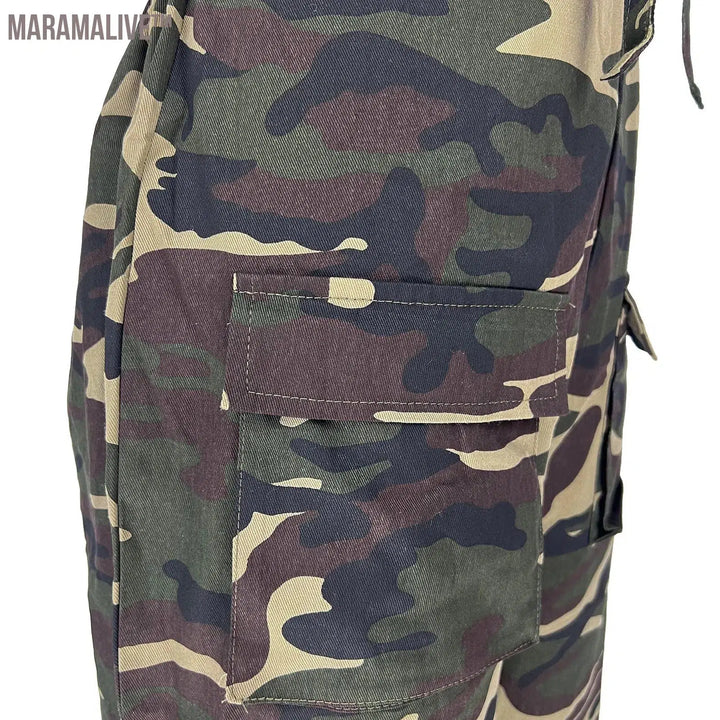 Casual Women's Camouflage Cargo Jumpsuit 2024 Summer Sleeveless Comfortable Fashion Ladies Wide Set Pants