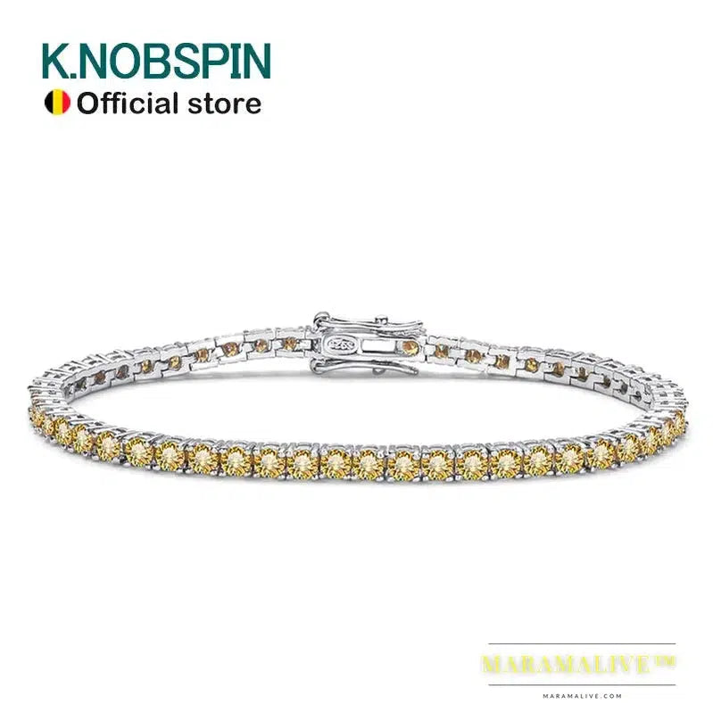 Champagne Real Moissanite Tennis Bracelet Sparkling Full Diamond Trendy Jewelry GRA Certified 925 Silver Bracelets