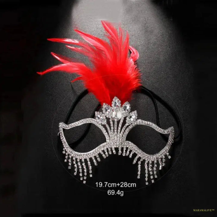 Charms Sexy Rhinestone Feather Tassel Masquerade Face Jewelry For Women Facial Accessories Banquet Party Mask Face Chain Deco