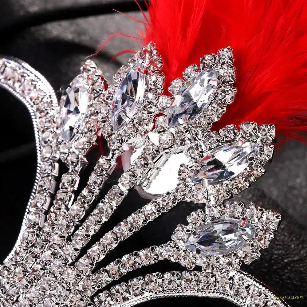 Charms Sexy Rhinestone Feather Tassel Masquerade Face Jewelry For Women Facial Accessories Banquet Party Mask Face Chain Deco