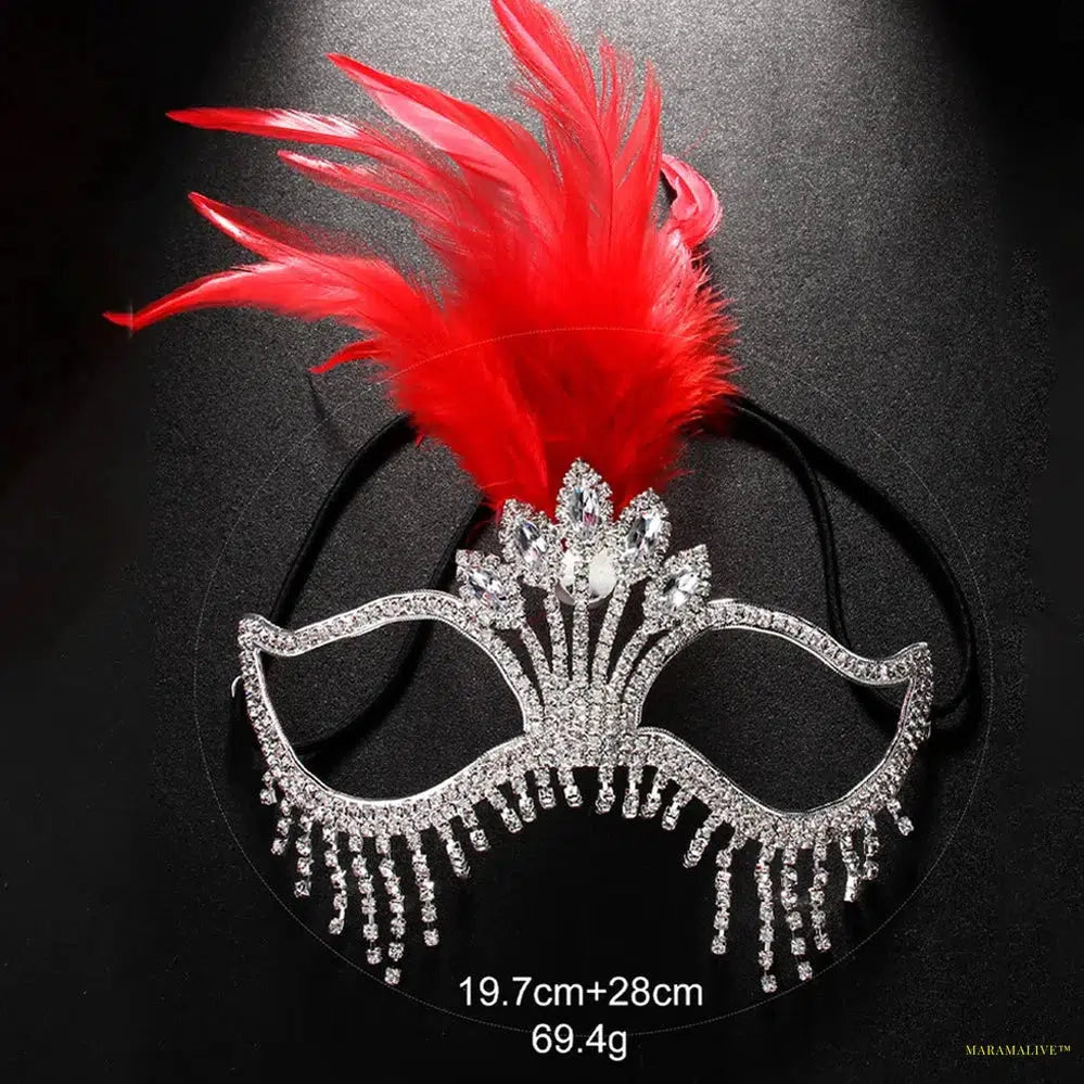 Charms Sexy Rhinestone Feather Tassel Masquerade Face Jewelry For Women Facial Accessories Banquet Party Mask Face Chain Deco