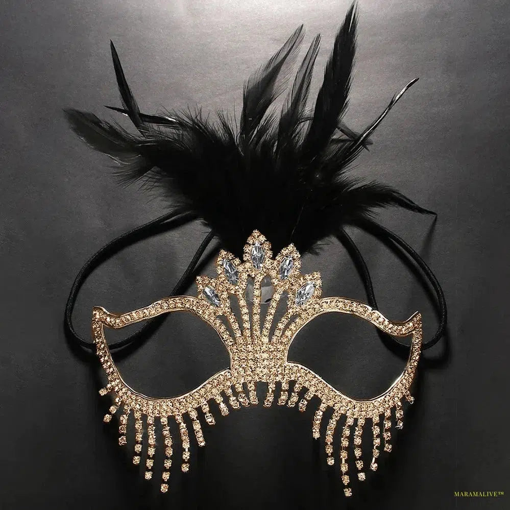 Charms Sexy Rhinestone Feather Tassel Masquerade Face Jewelry For Women Facial Accessories Banquet Party Mask Face Chain Deco