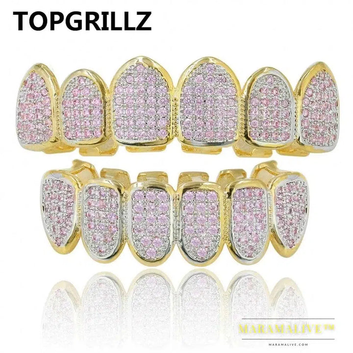 Classic 6/6 Hip Hop/Punk Teeth Grillz Set Gold Silver Color Top & Bottom Grills Dental Mouth Caps Cosplay Party