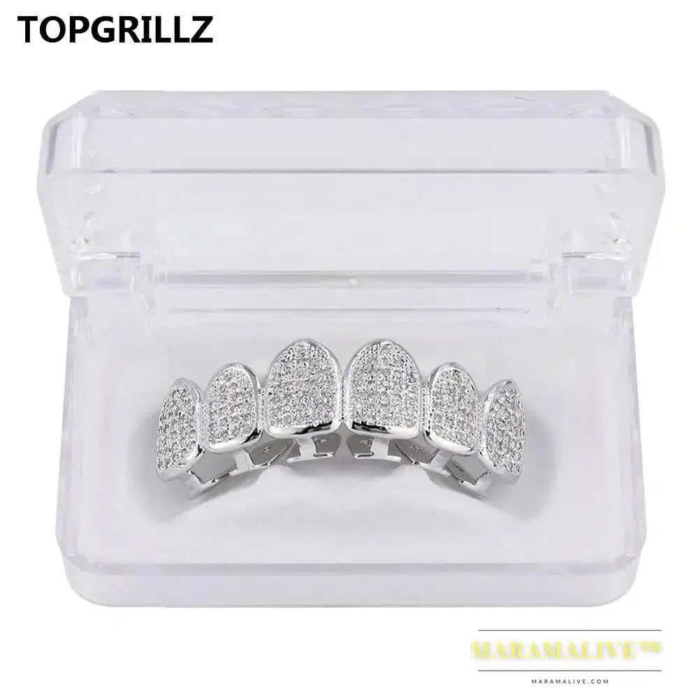 Classic 6/6 Hip Hop/Punk Teeth Grillz Set Gold Silver Color Top & Bottom Grills Dental Mouth Caps Cosplay Party