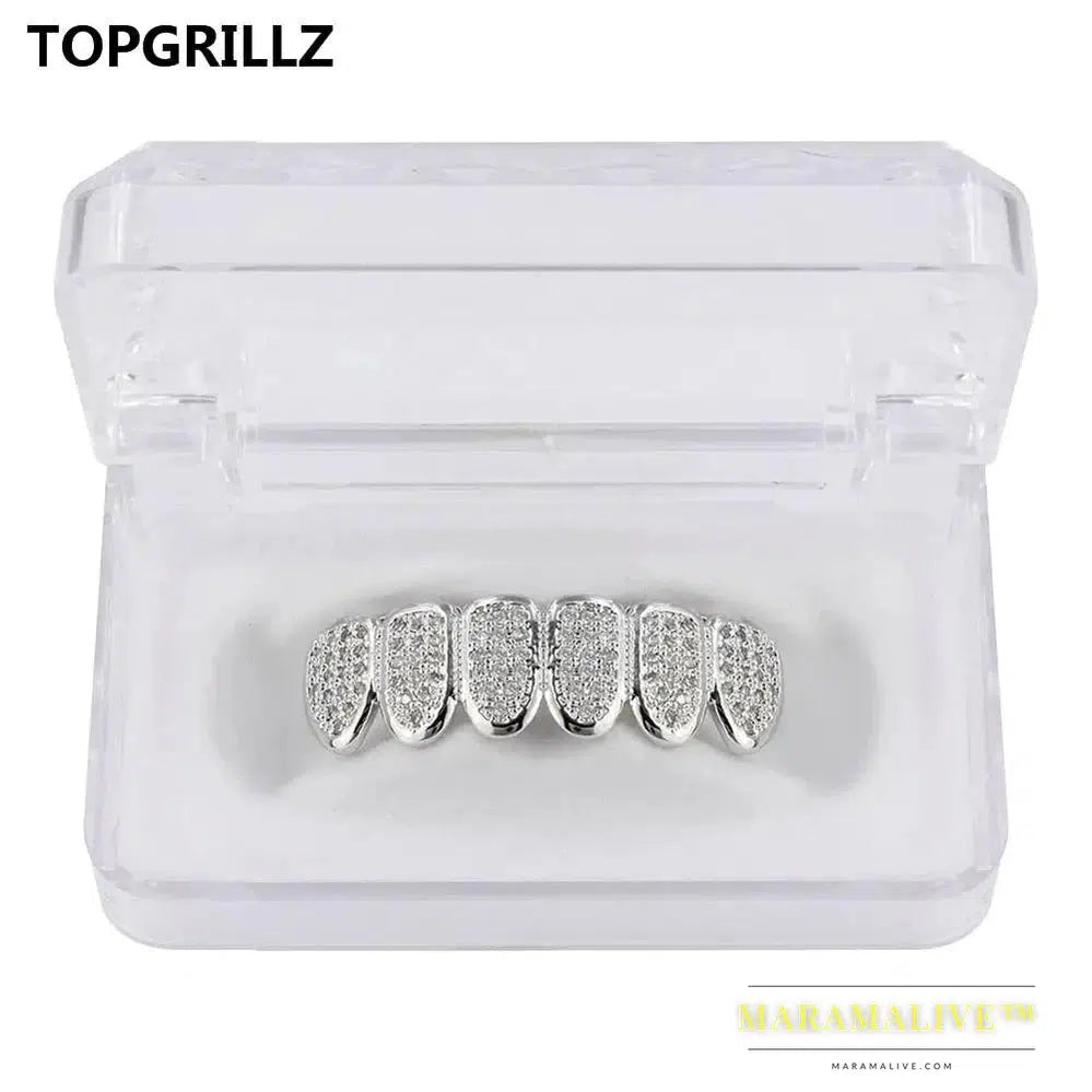 Classic 6/6 Hip Hop/Punk Teeth Grillz Set Gold Silver Color Top & Bottom Grills Dental Mouth Caps Cosplay Party