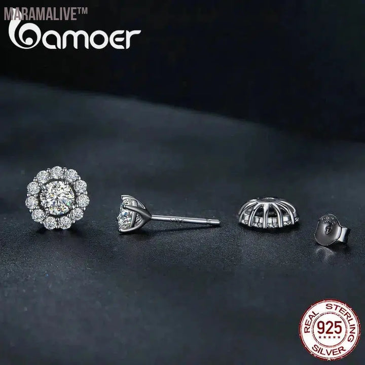 Classic Moissanite Stud Earrings 925 Silver Detachable Flower Earrings for Women D Color Lab Diamond Wedding Jewelry