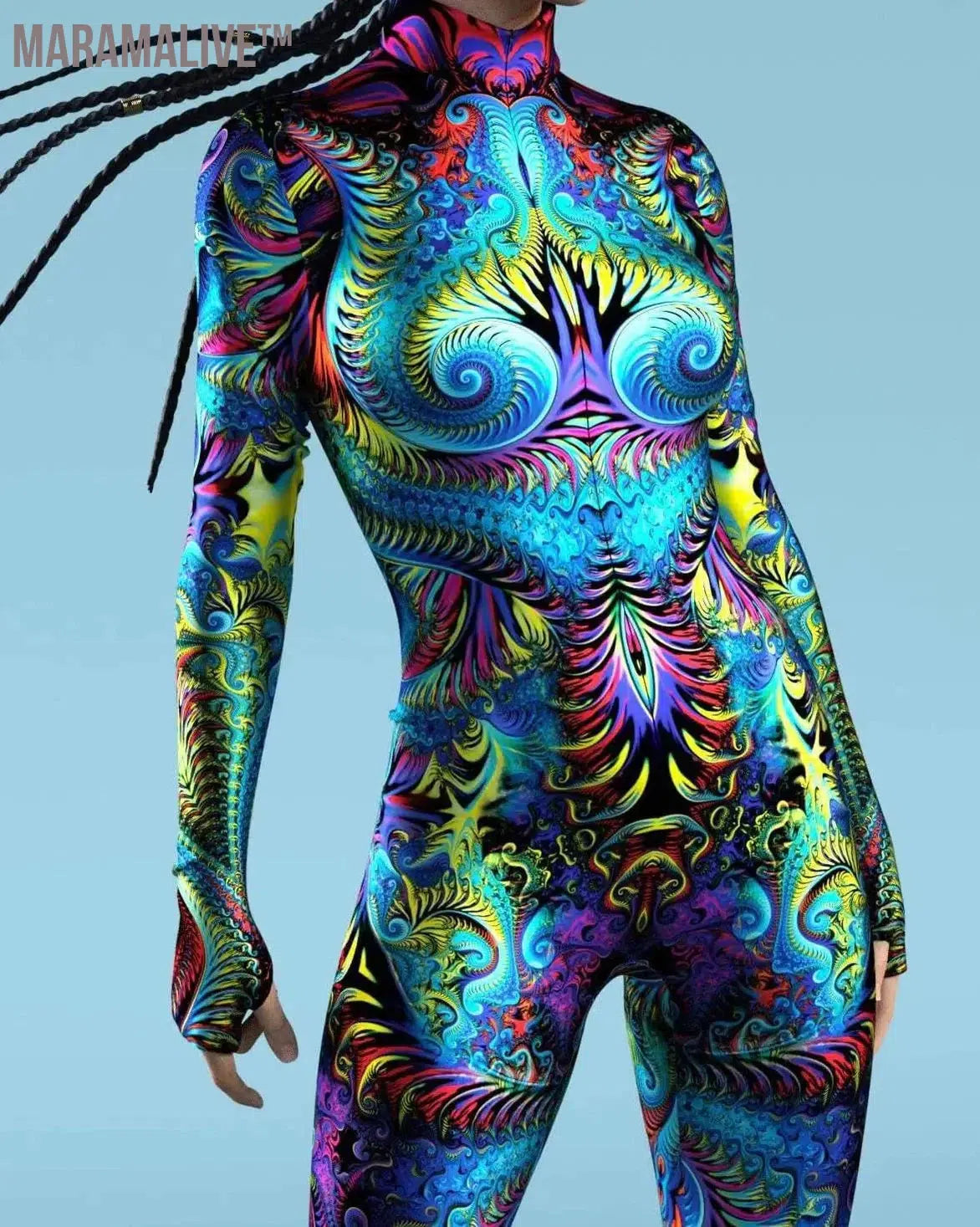 Colorful 3D Printing CyberPunk Rainbow Jumpsuit Halloween Holiday Party Cosplay Costume Elastic Bodysuits Rompers Women Zentai