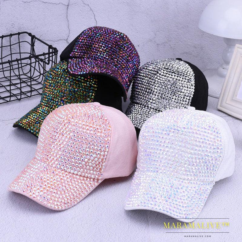 Colorful diamond-studded summer baseball cap