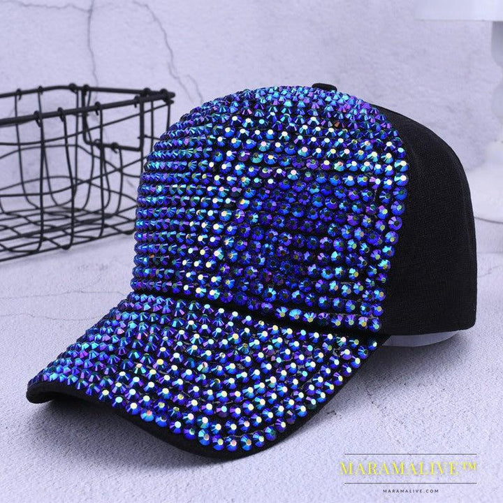 Colorful diamond-studded summer baseball cap