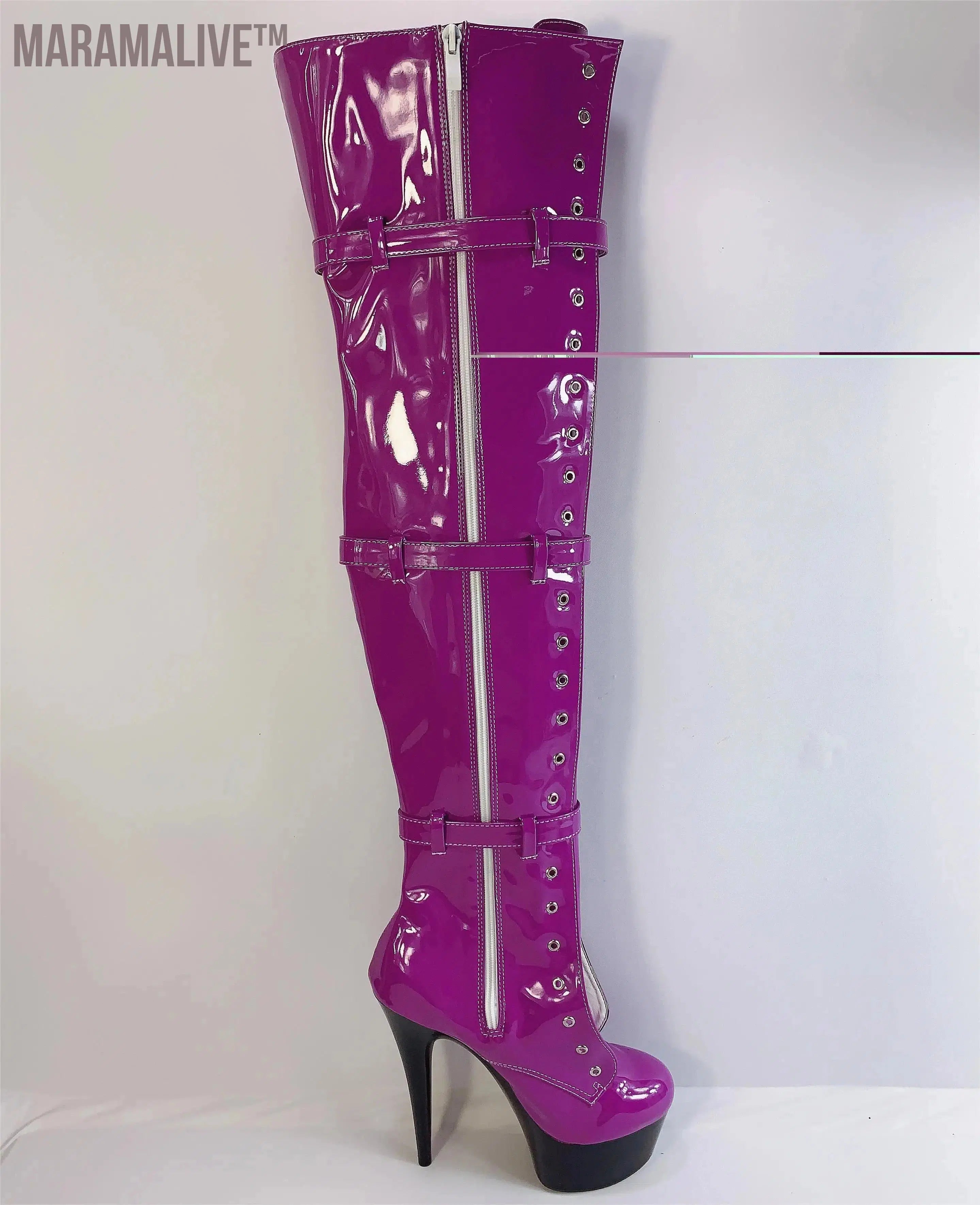 Cool Matte Black stylish 15-23cm heels, pole dancing performance/modeling boots, sexy over-the-knee boots