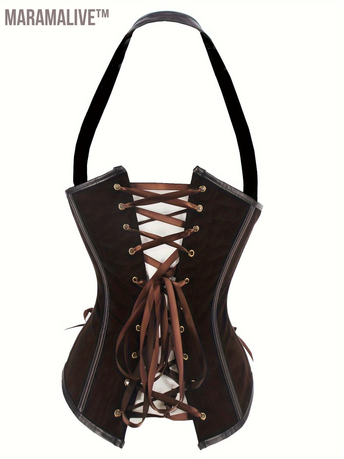 Corset Lace Up Halter Neck Top, Sleeveless Buckle Decor Carnival Costume, Women's Clothing