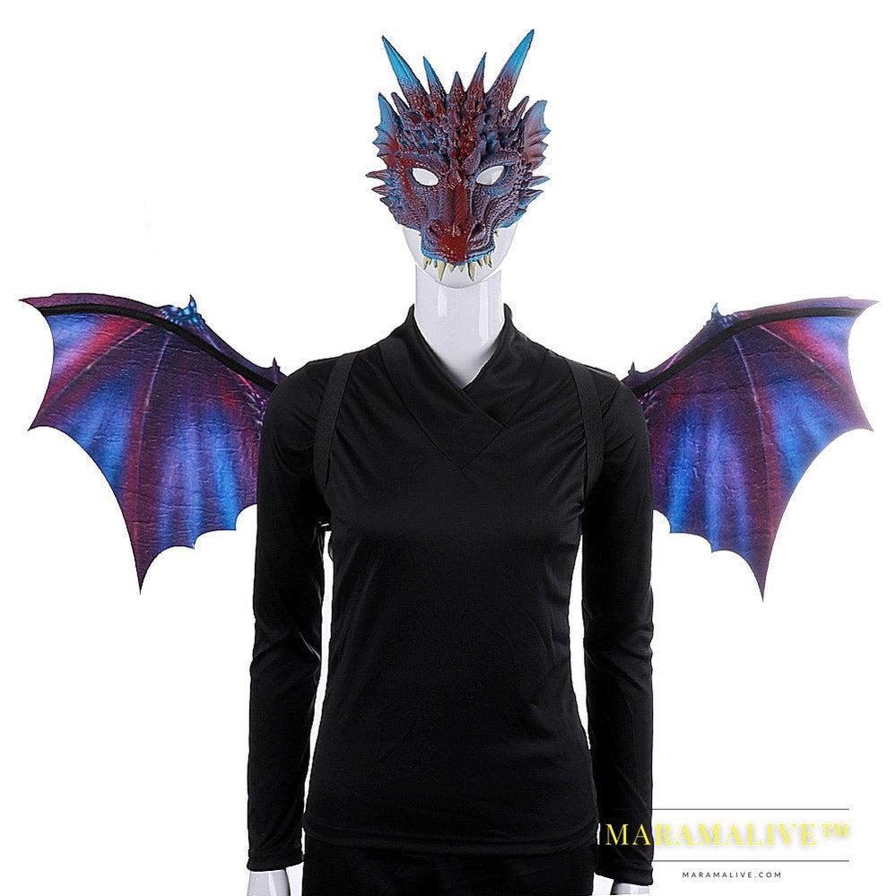 Cos Head Cover Men Non Woven Dragon Mask Wings