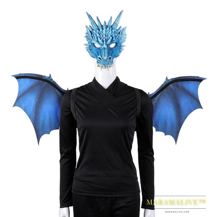 Cos Head Cover Men Non Woven Dragon Mask Wings