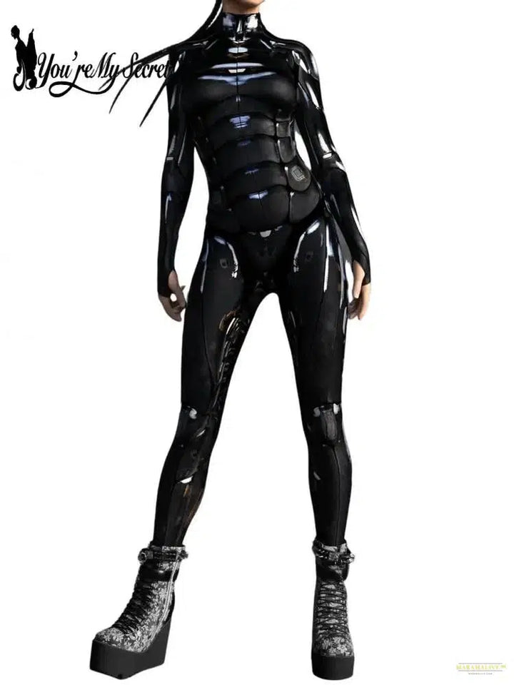 Cosplay Costume Punk Robot Punk 3D Print Black Women Bodysuit Slim Jumpsuit Unisex Performance Outfit Catsuit