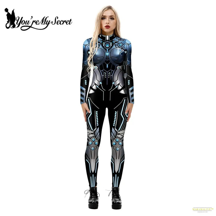 Cosplay Costume Punk Robot Punk 3D Print Black Women Bodysuit Slim Jumpsuit Unisex Performance Outfit Catsuit